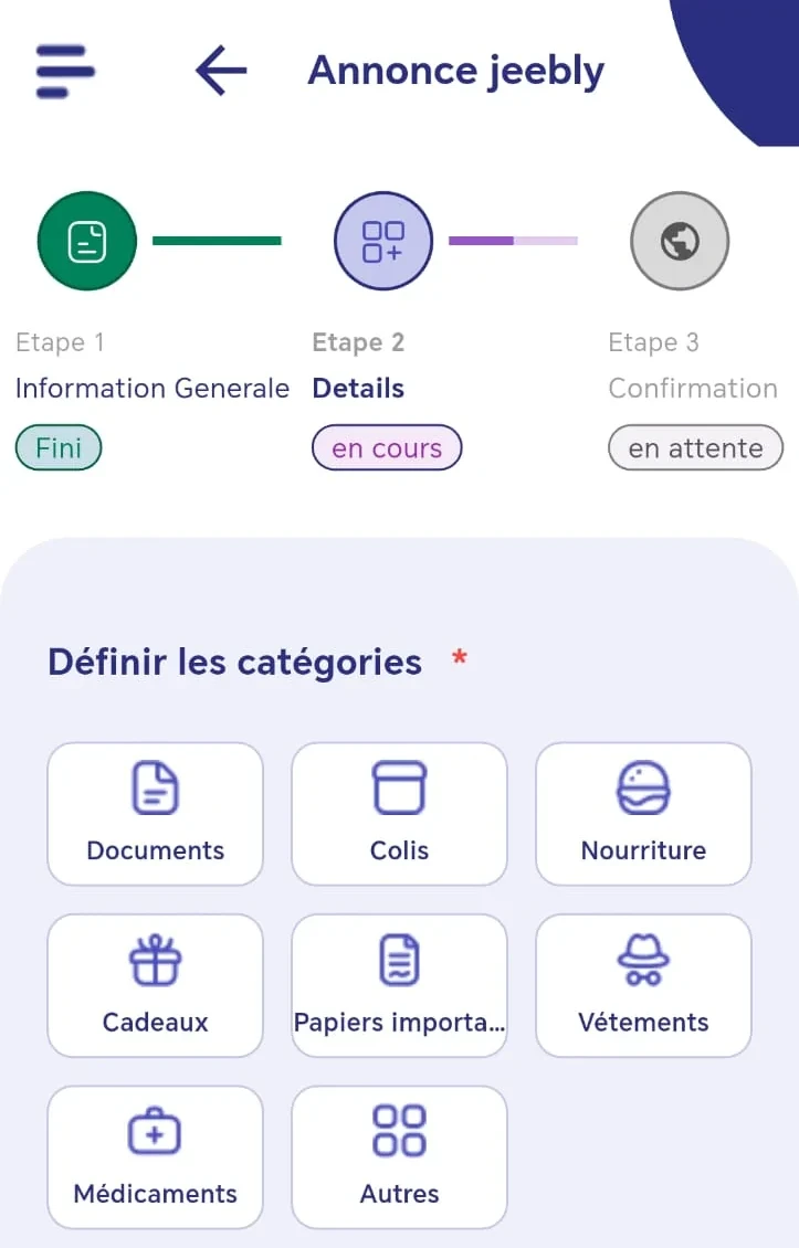 Application mobile Jeeby, étapes de création d’une annonce